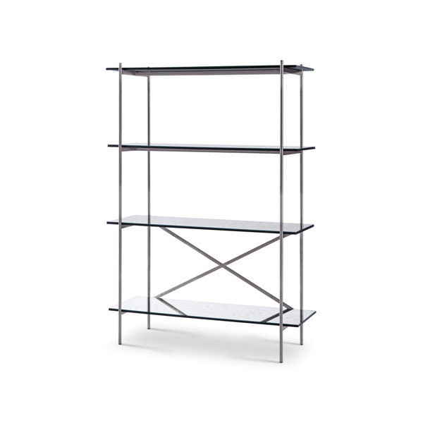 Metal etagere on sale glass shelves